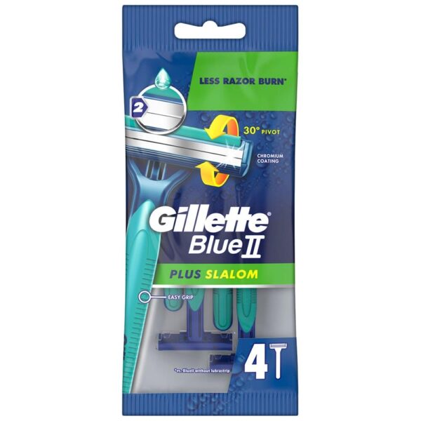 Gillette Blue Ii Plus Slalom Disposable Razors X4