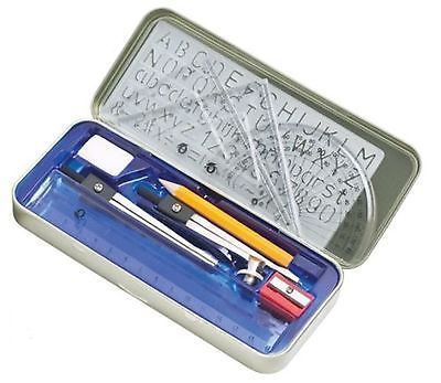 10Pcs Maths Geometry Compass Set Tin Case