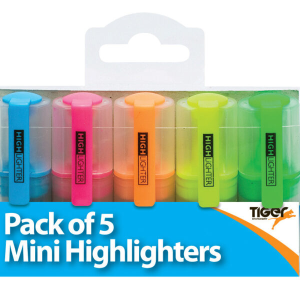 Tiger Mini Highlighter 5 Pack