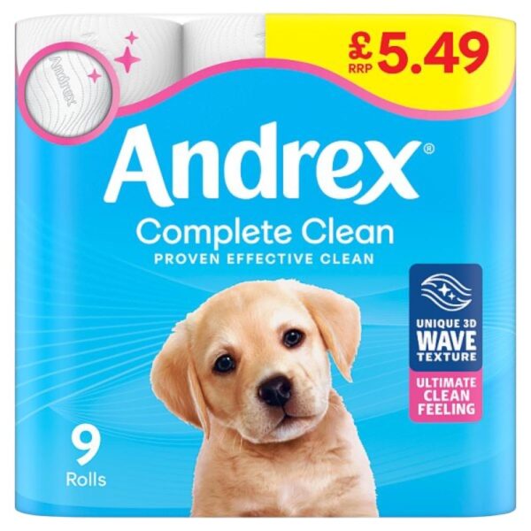 Andrex Complete Clean Toilet Tissue 9 Roll