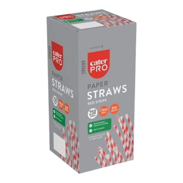 CaterPro 250 Paper Straw Red Stripe