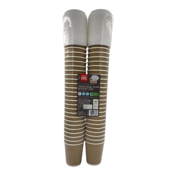 CaterPro Paper Cups With Lids 8oz x 50