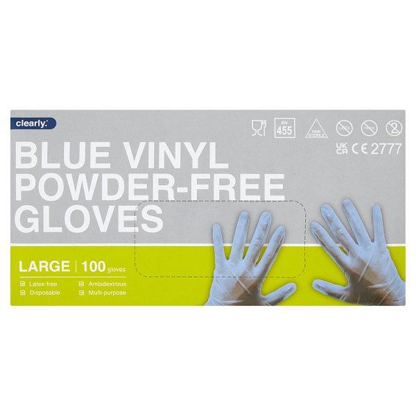 Clearly Blue Vnyl PF Glove 100 Large