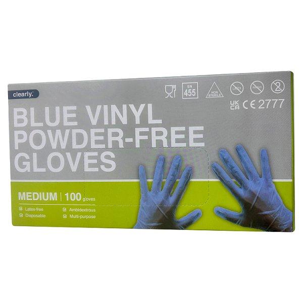 Clearly Blue Vnyl PF Glove 100 Medium