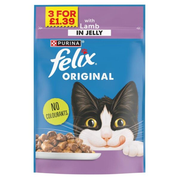 Felix Original Lamb In Jelly Wet Cat Food X3