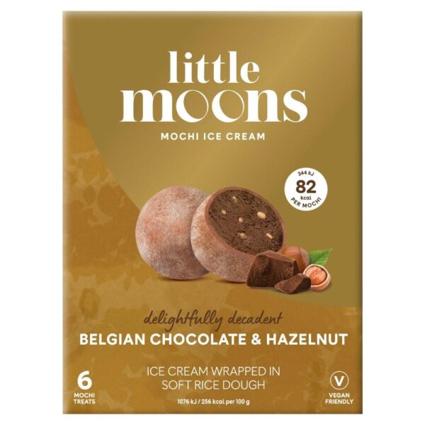Little Moons Vegan Belgian Chocolate And Hazelnut Mochi Ice Cream Frozen Snack