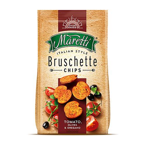 Maretti Oven Baked Bruschette Chips Tomato Olives and Oregano 70g