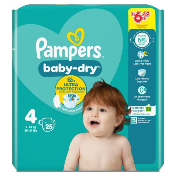 Pampers Baby-Dry Size 4, 25 Nappies