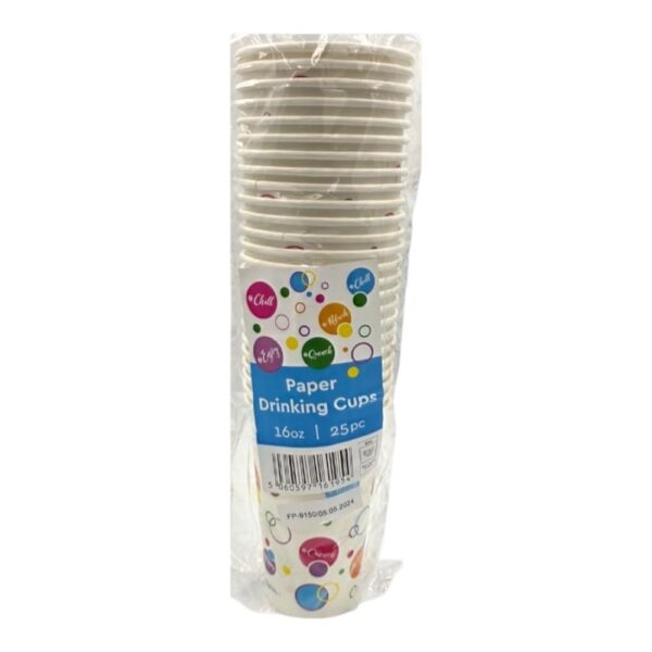 Paper Drinking Cups 16oz 25ps